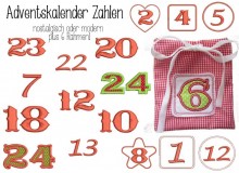 Stickserie - Adventskalender Zahlen mit Rahmen